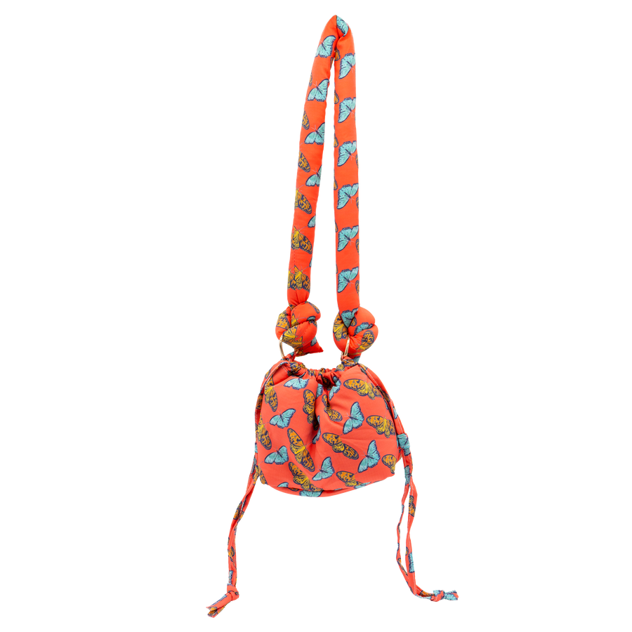 Coral Butterflies Puffy Purse