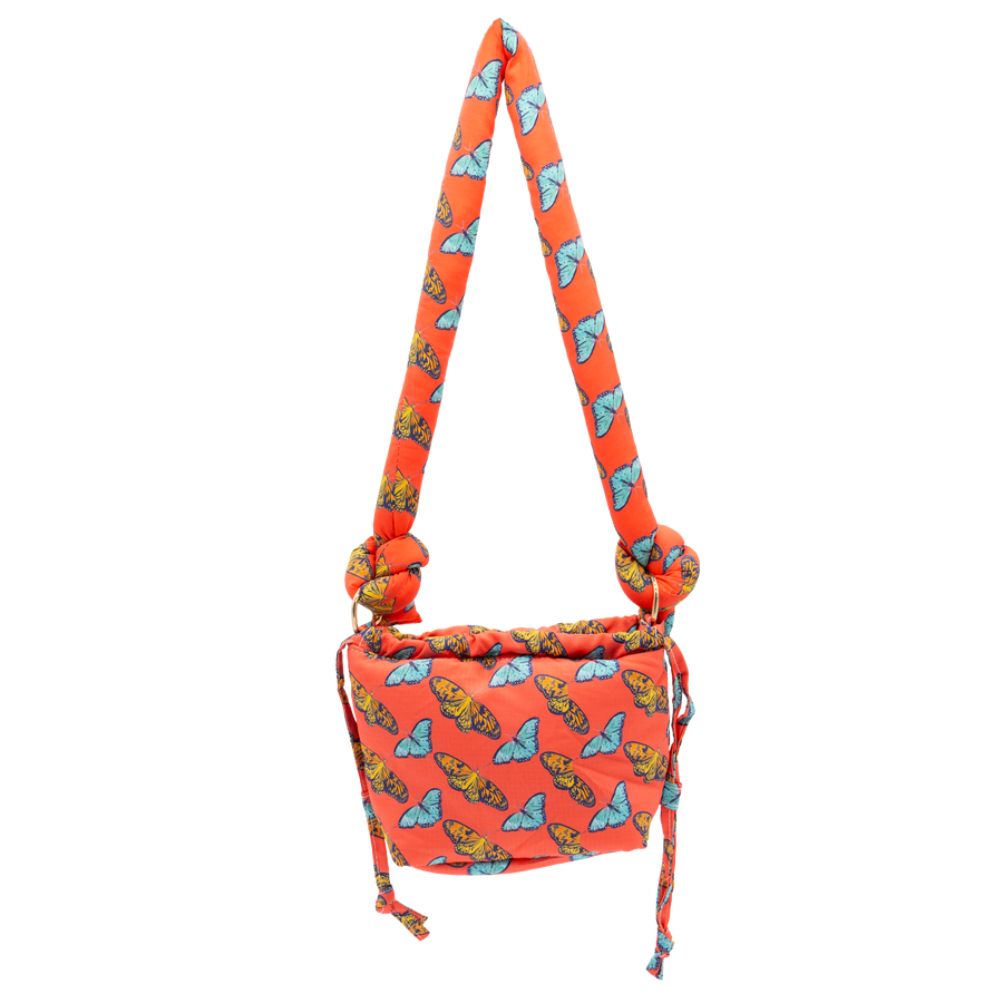 Coral Butterflies Puffy Purse