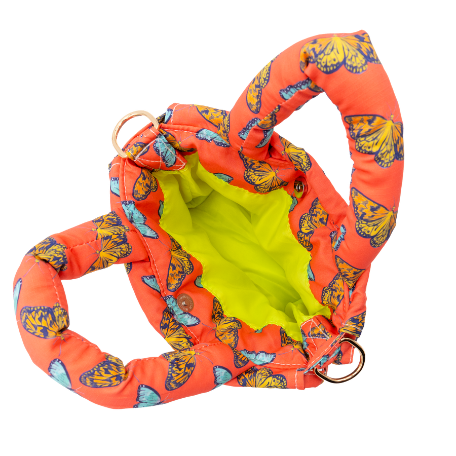 Coral Butterflies Puffy Purse