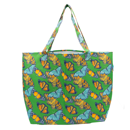 Jade Butterflies Packable Tote