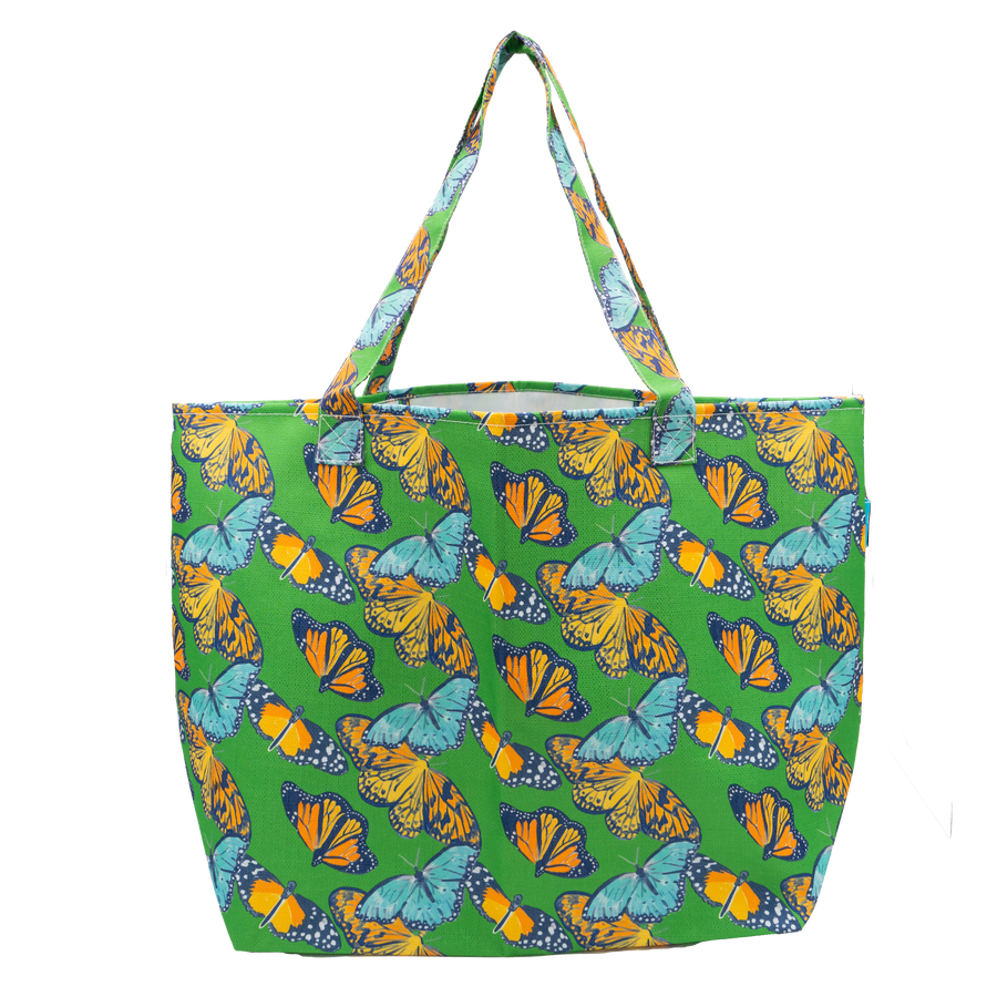 Jade Butterflies Packable Tote