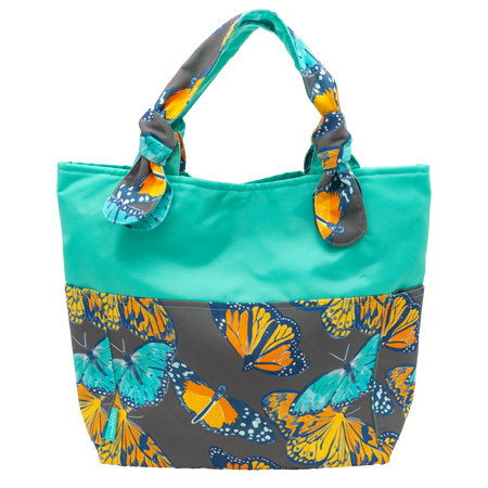Mink Butterflies/Aqua Outside Bag