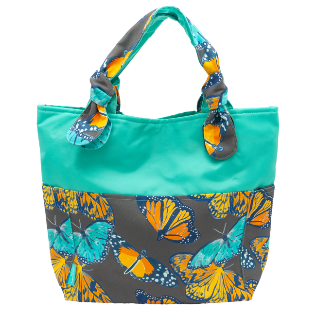 Mink Butterflies/Aqua Outside Bag