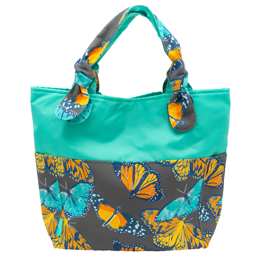 Mink Butterflies/Aqua Outside Bag