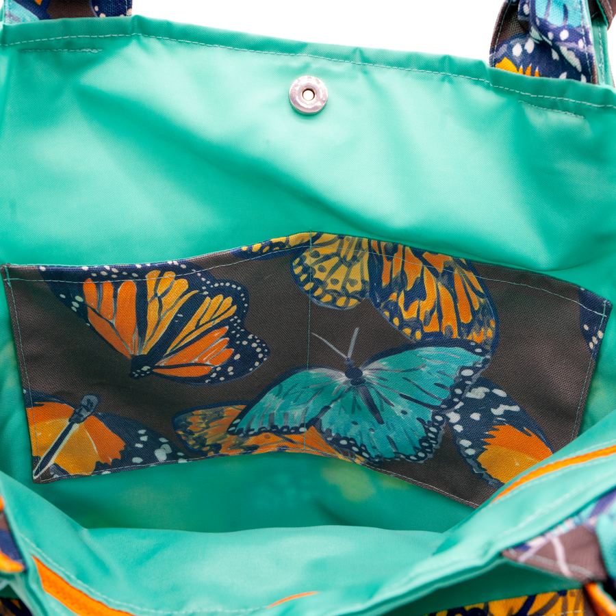 Mink Butterflies/Aqua Outside Bag