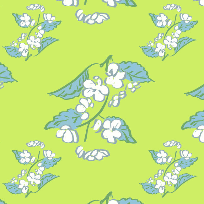 Celery Breezy Blossoms Fabric