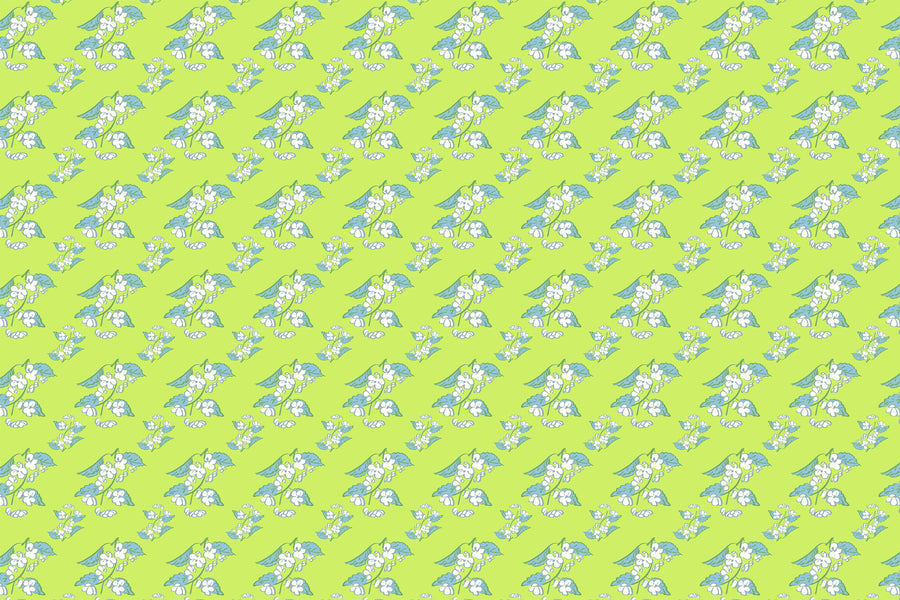 Celery Breezy Blossoms Fabric