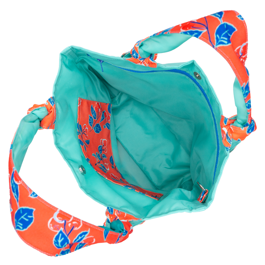 Coral Cherries Jubilee/Aqua Outside Bag