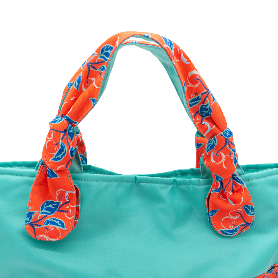 Coral Cherries Jubilee/Aqua Outside Bag