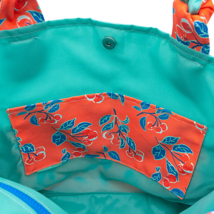 Coral Cherries Jubilee/Aqua Outside Bag