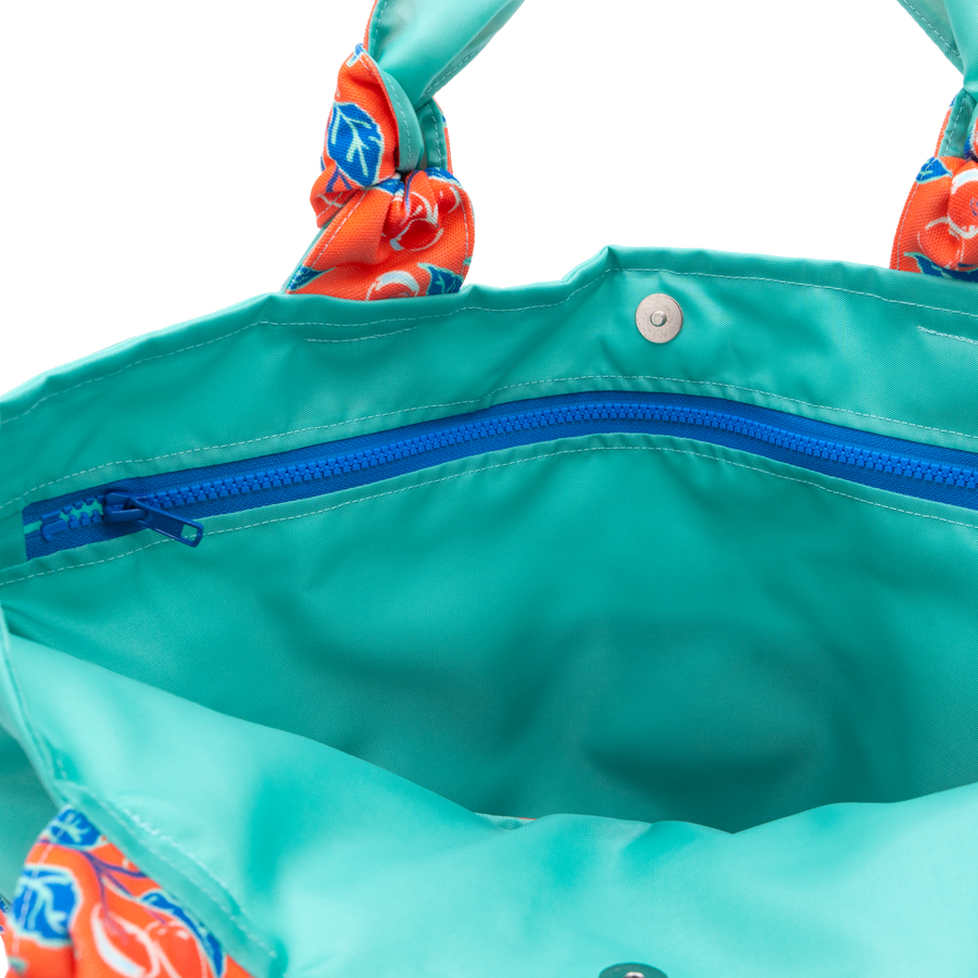 Coral Cherries Jubilee/Aqua Outside Bag