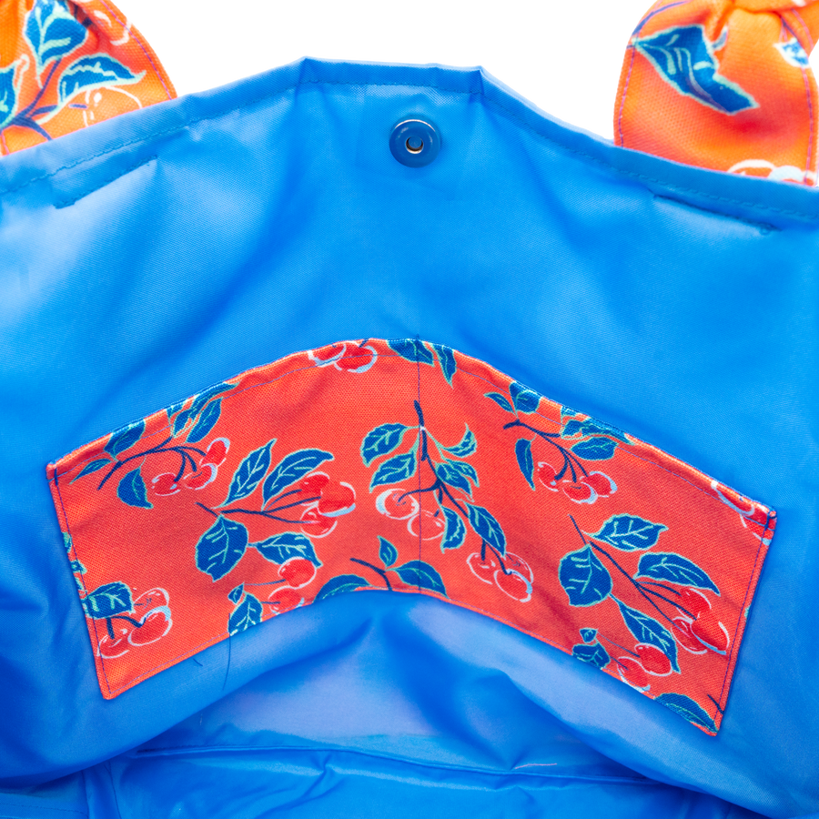 Coral Cherries Jubilee/Blue Outside Bag