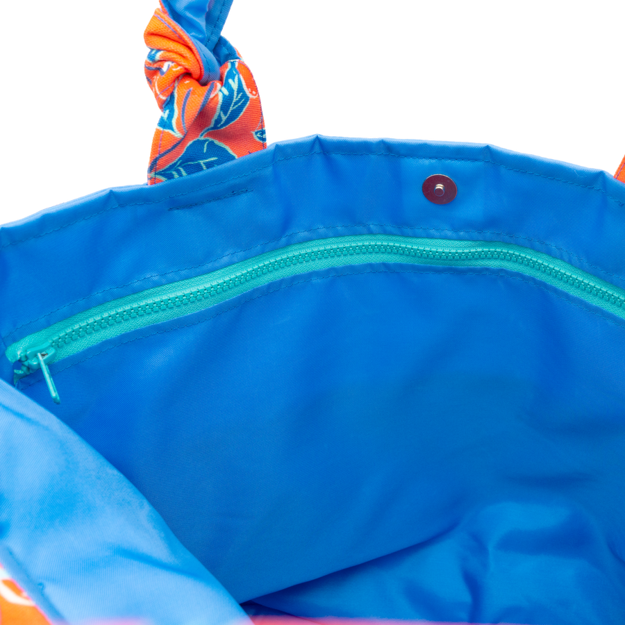 Coral Cherries Jubilee/Blue Outside Bag