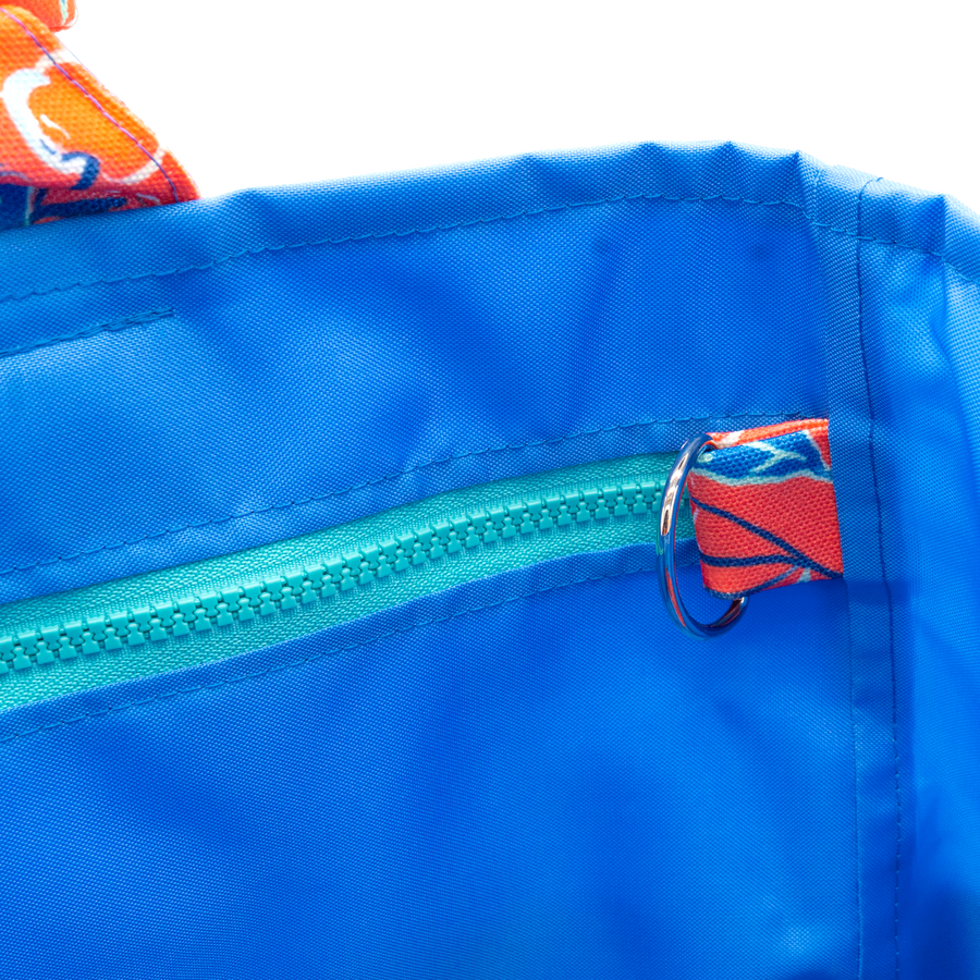 Coral Cherries Jubilee/Blue Outside Bag