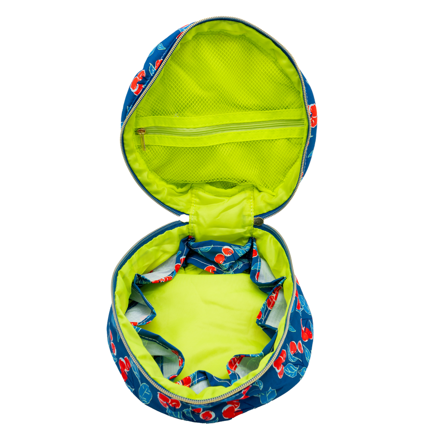 Navy Cherries Jubilee Puffy Carry All