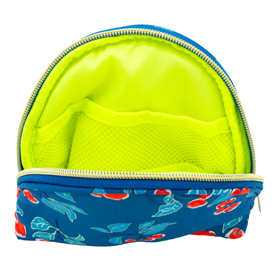 Navy Cherries Puffy Half Moon Pouch