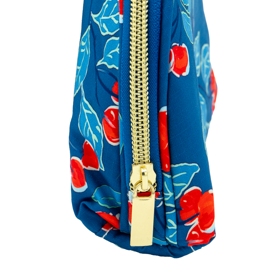 Navy Cherries Puffy Half Moon Pouch
