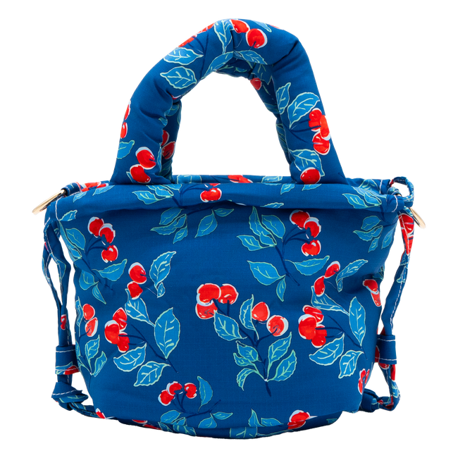 Navy Cherries Jubilee Puffy Purse