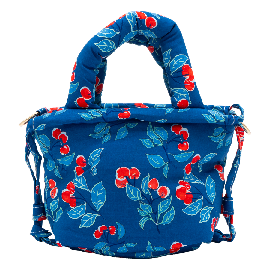 Navy Cherries Jubilee Puffy Purse
