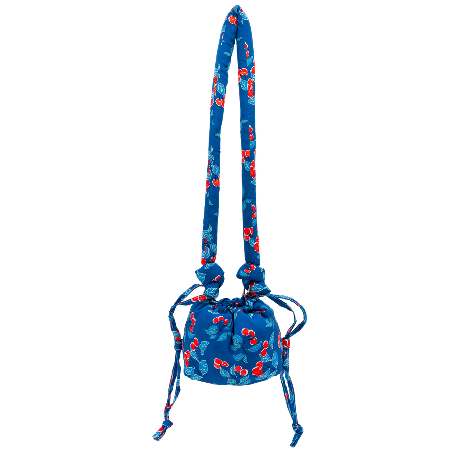 Navy Cherries Jubilee Puffy Purse