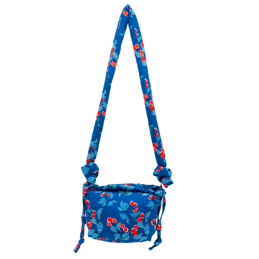 Navy Cherries Jubilee Puffy Purse