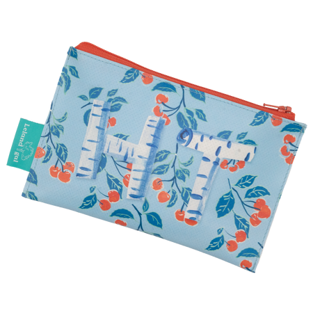 Powder Blue Cherries Jubilee Printed Birch Monogram Dew Drop Envelope Bag