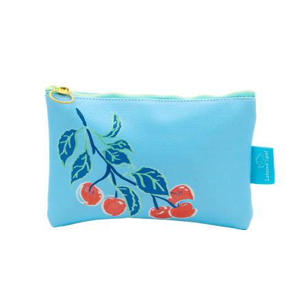 Powder Blue Cherries Jubilee Eco-Leather Stash Bag