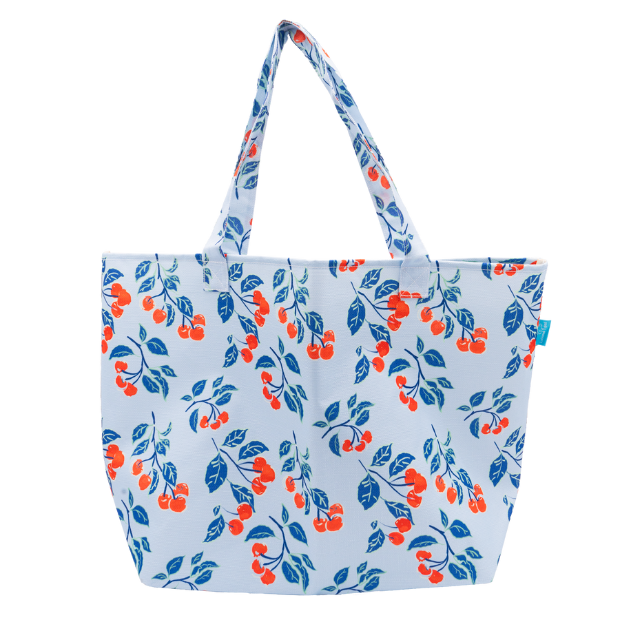 Powder Blue Cherries Jubilee Packable Tote