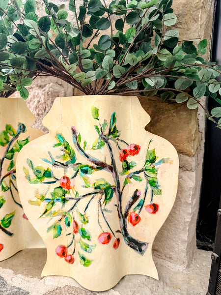 Nell Revel Smith Cherries Hand-Painted Vinyl Ginger Jar Vase Sleeve