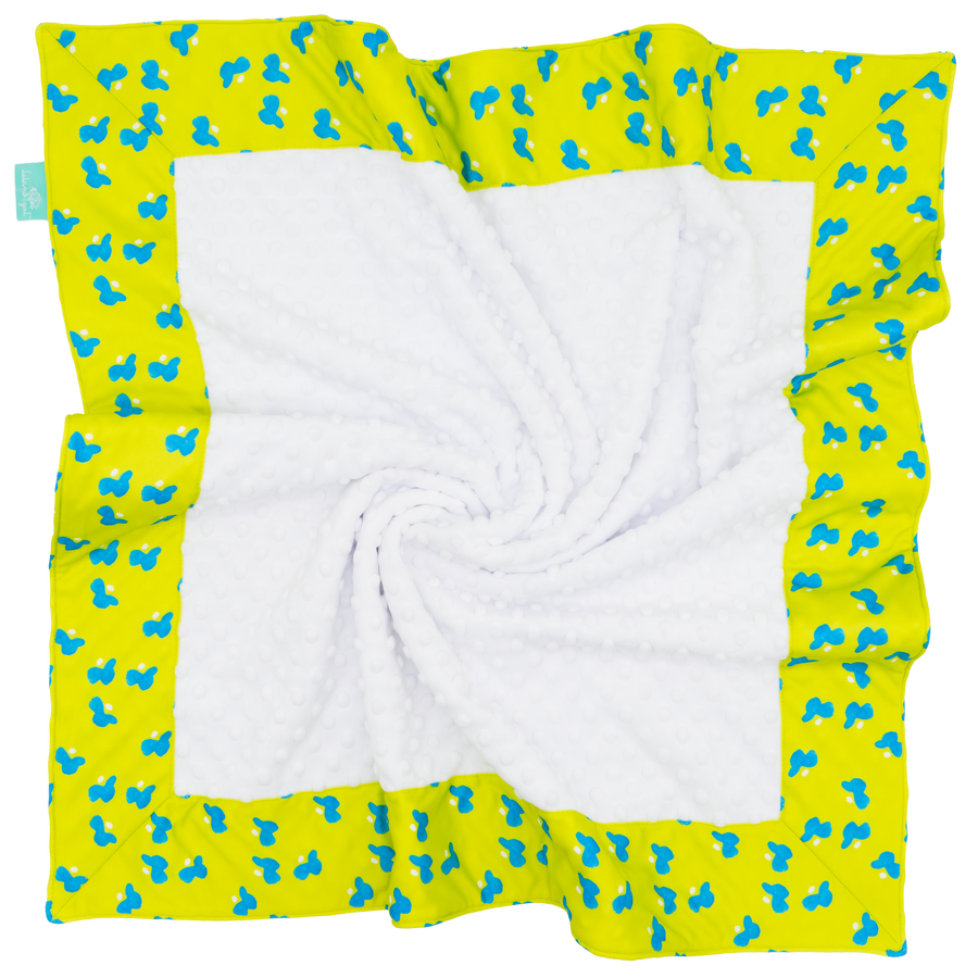 Citron Bimpy Bop with White Minky Baby Blankie