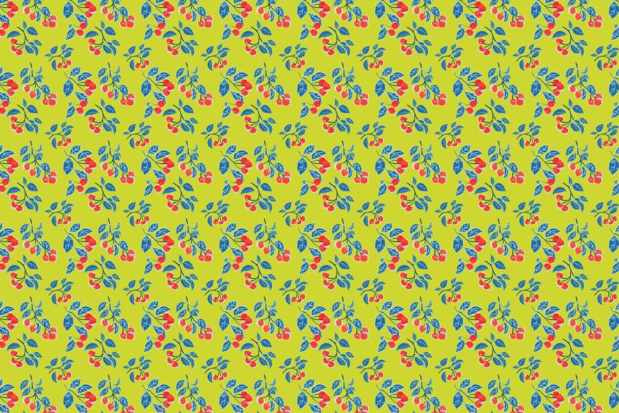 Citron Cherries Jubilee Fabric