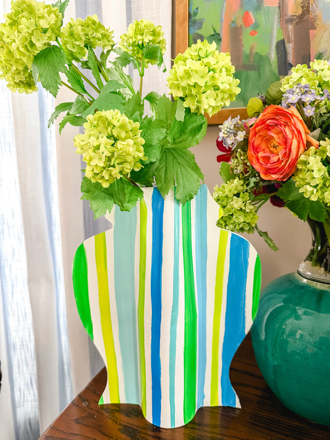 Cool Stripes Hand-Painted Vinyl Ginger Jar Vase Sleeve