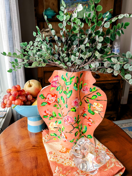 Nell Revel Smith Coral Floral Hand-Painted Vinyl Ginger Jar Vase Sleeve