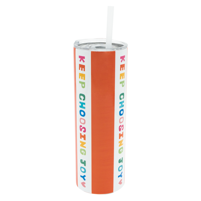 Keep Choosing Joy Stripe/Coral Tumbler