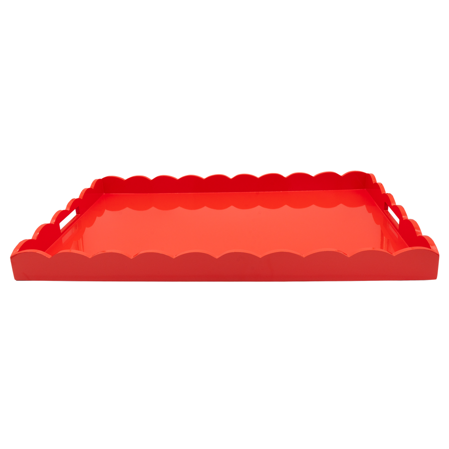 Coral Lacquered Island Tray, Large