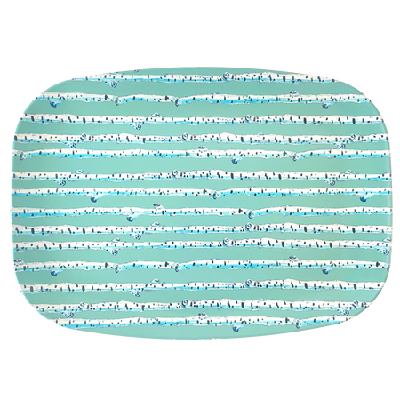 Cyan Birch Stripe Melamine Platter