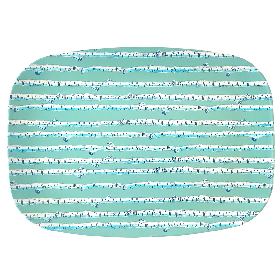 Cyan Birch Stripe Melamine Platter