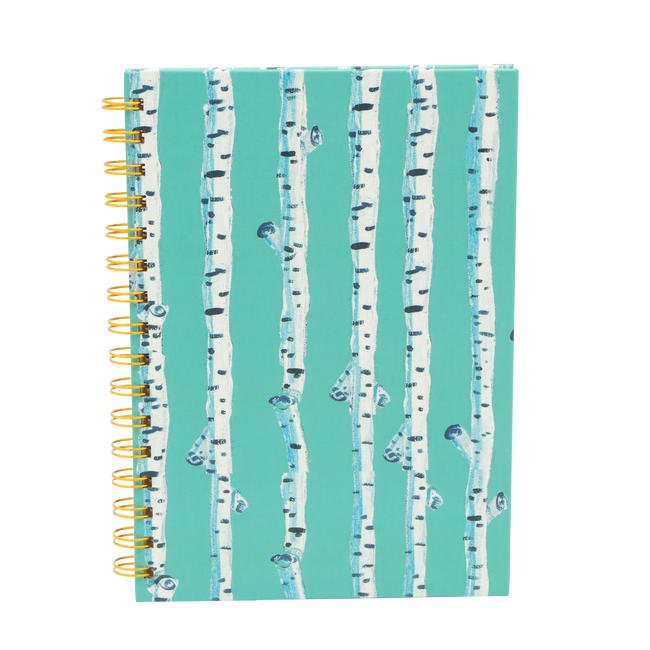 Cyan Vertical Birch Spiral Journal