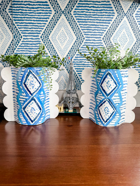 Nell Revel Smith Diamonds in the Sky Hand-Painted Scalloped Vinyl Vase Sleeve Pair