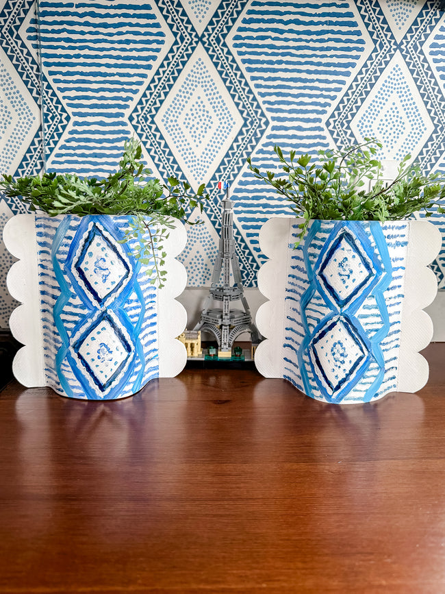 Nell Revel Smith Diamonds in the Sky Hand-Painted Scalloped Vinyl Vase Sleeve Pair