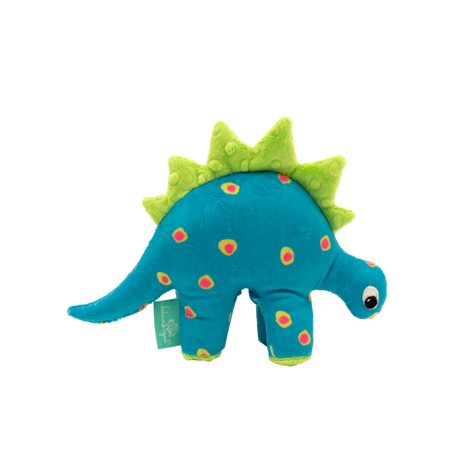 Dino Baby Lovey in Turquoise Dots and Citron Fin