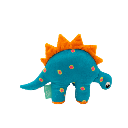 Dino Baby Lovey in Turquoise Dots and Orange Fin