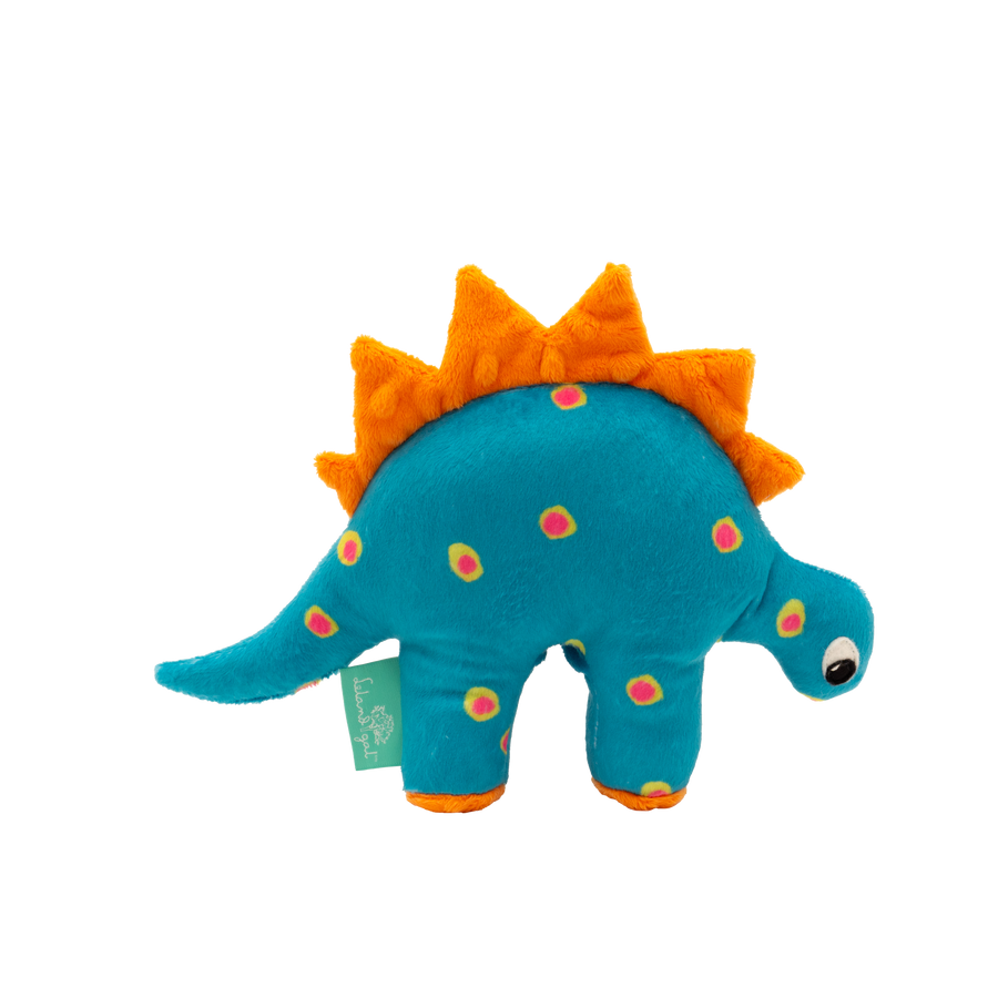 Dino Baby Lovey in Turquoise Dots and Orange Fin