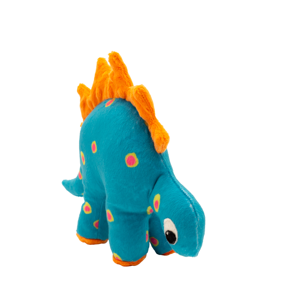 Dino Baby Lovey in Turquoise Dots and Orange Fin