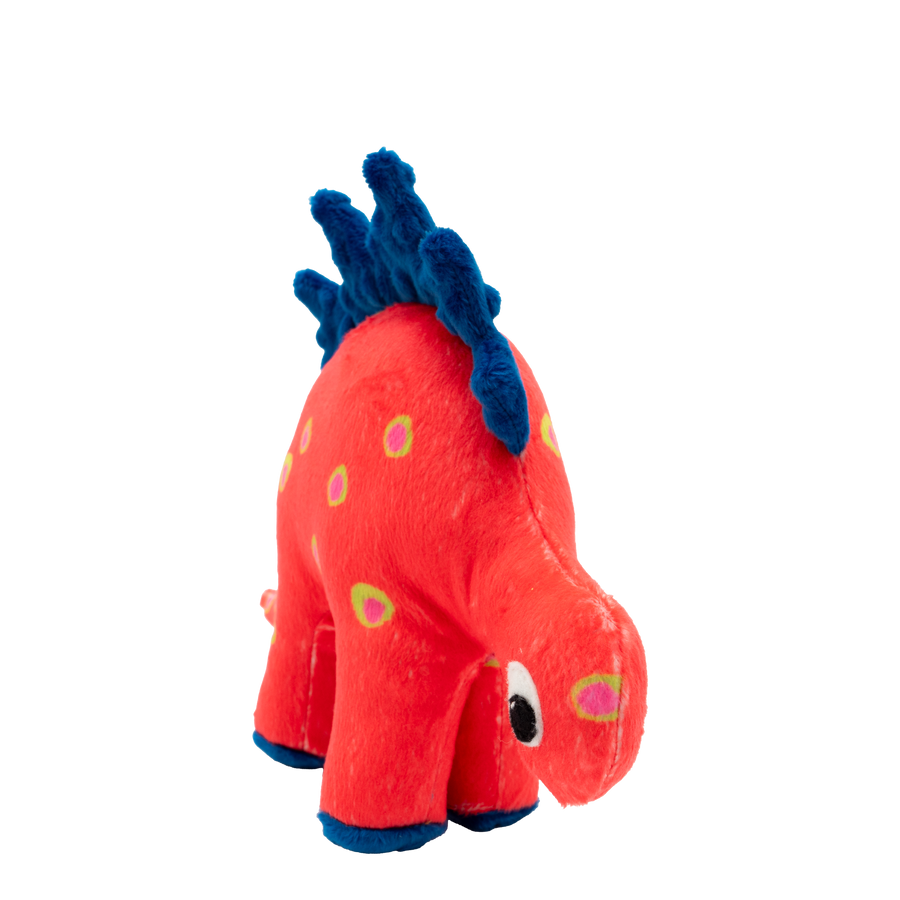 Dino Baby Lovey in Watermelon Dots and Blue Fin