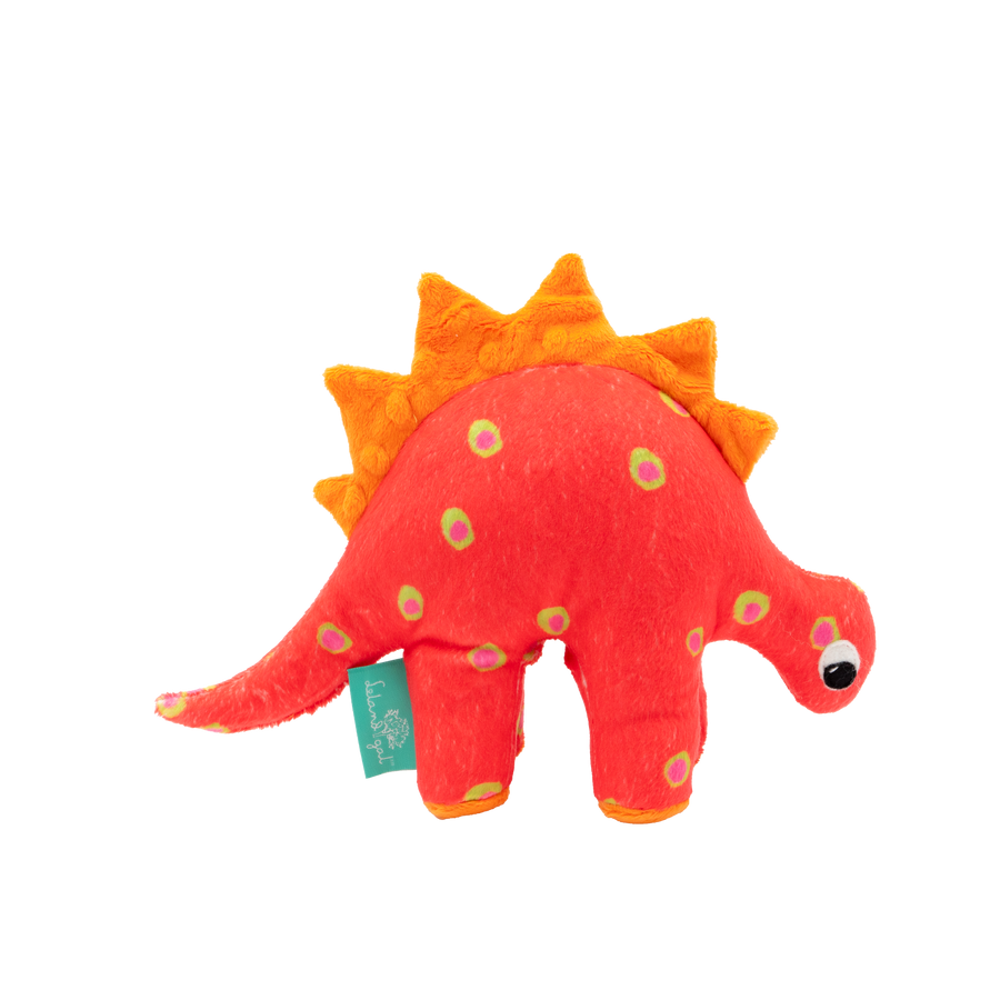 Dino Baby Lovey in Watermelon Dots and Orange Fin