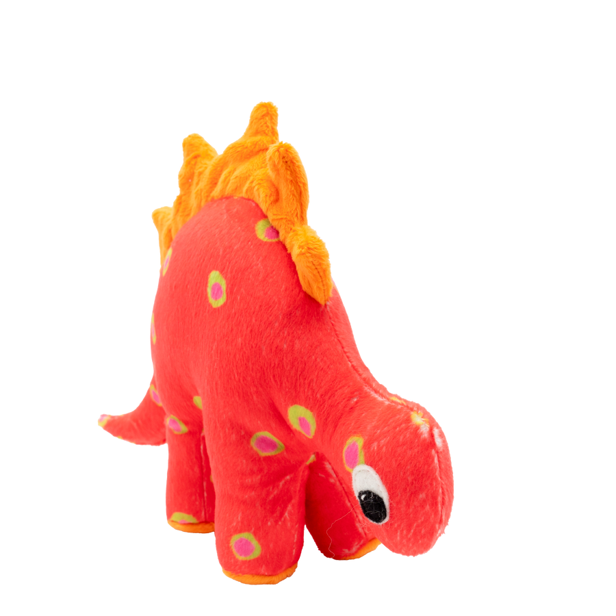 Dino Baby Lovey in Watermelon Dots and Orange Fin