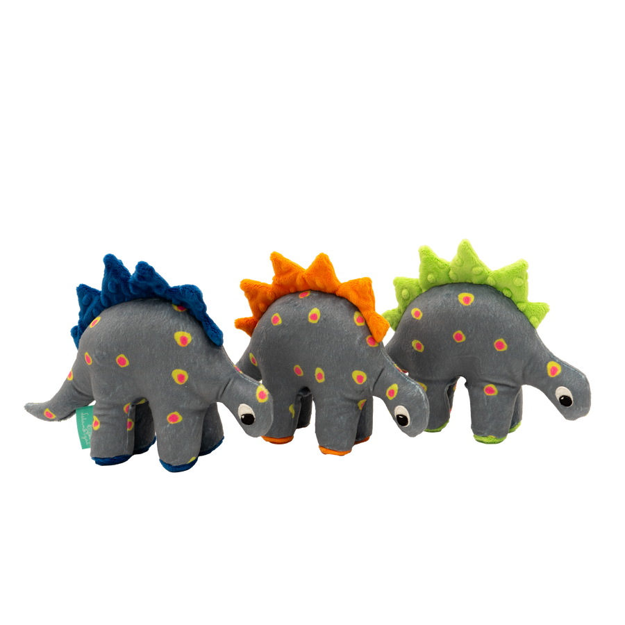 Dino Baby Lovey in Mineral Dots and Orange Fin