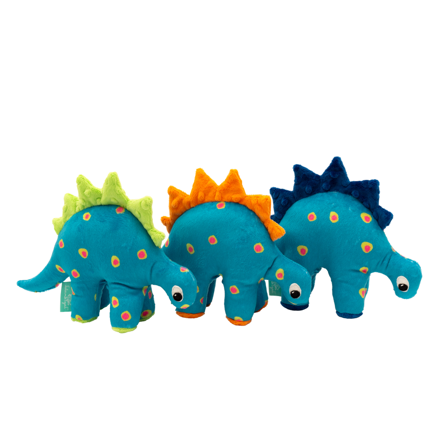 Dino Baby Lovey in Turquoise Dots and Orange Fin