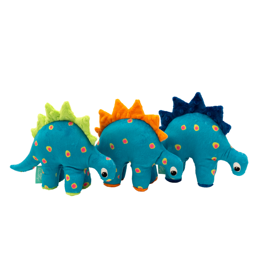 Dino Baby Lovey in Turquoise Dots and Citron Fin